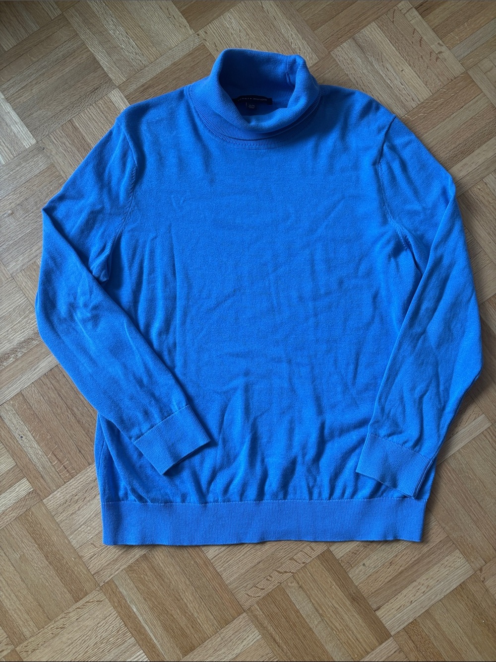 Tommy Hilfiger 100% Cotton Blue Turtleneck Sweater
